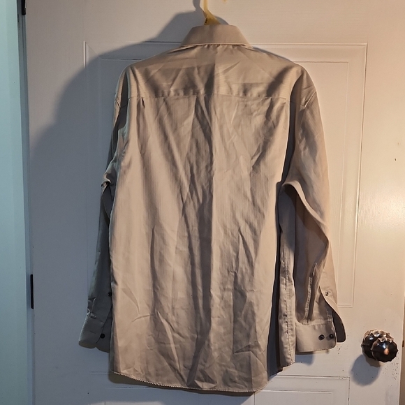 Men's Perry Ellis Portfolio Long Sleeve Button-Up Brown Dress Shirt Size 15 1/2 - Picture 3 of 7